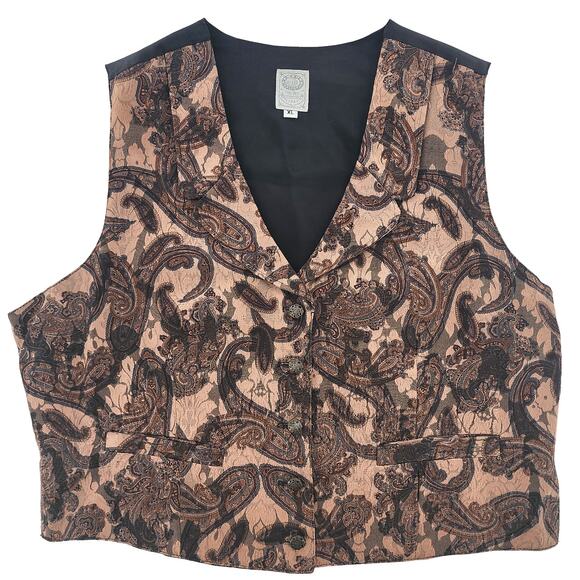 WAH Maker True West Paisley Women’s Vest Arizona Brown Tan XL Polyester - Picture 1 of 14